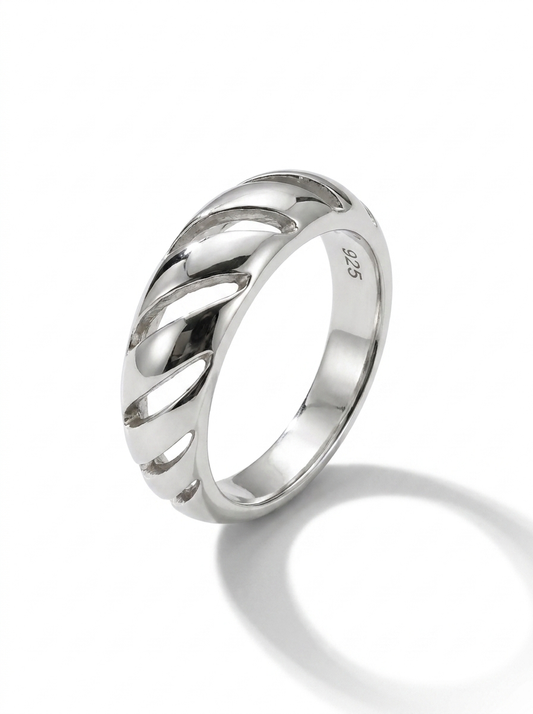 Twist Cutout Sterling Silver Band Ring