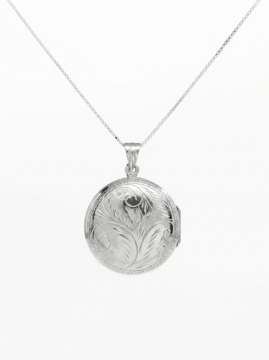 Round Engraved Vault Locket