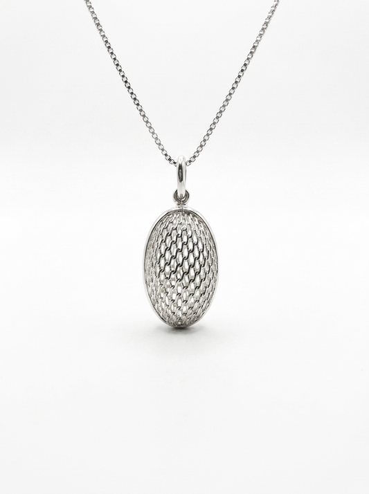 Basket-Weave Oval Vault Pendant
