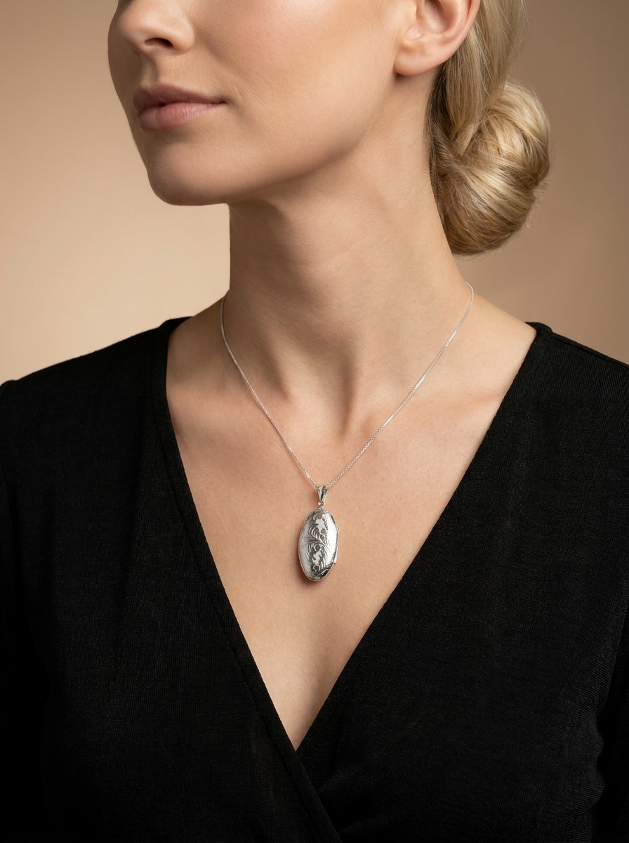 Oval Engraved Vault Locket
