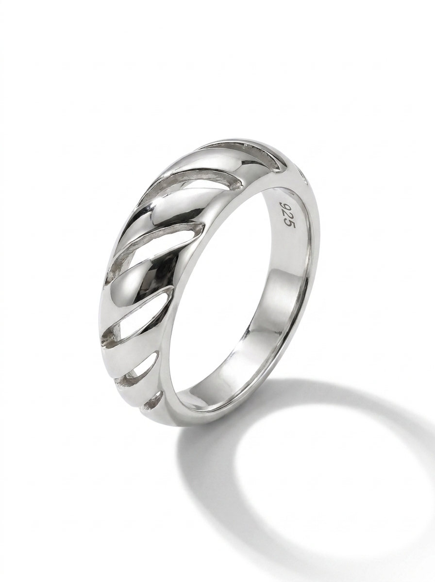 Twist Cutout Sterling Silver Band Ring