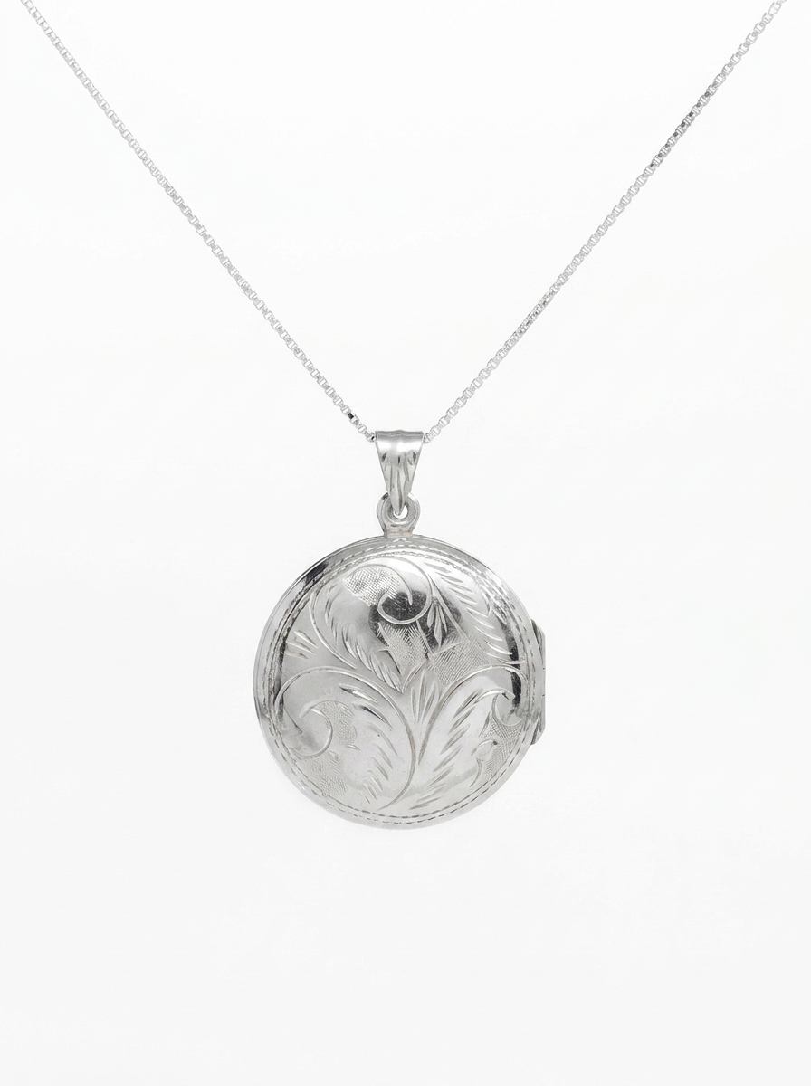 Round Engraved Vault Locket