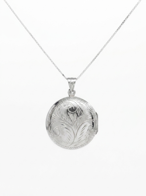 Round Engraved Vault Locket