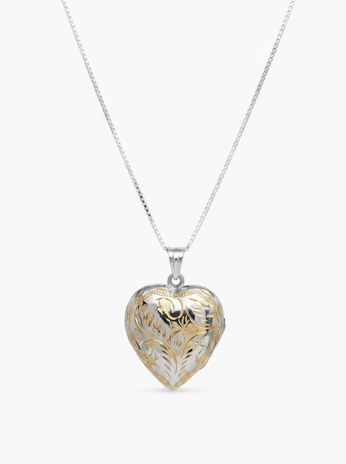 Gold Wash Engraved Heart Vault Locket