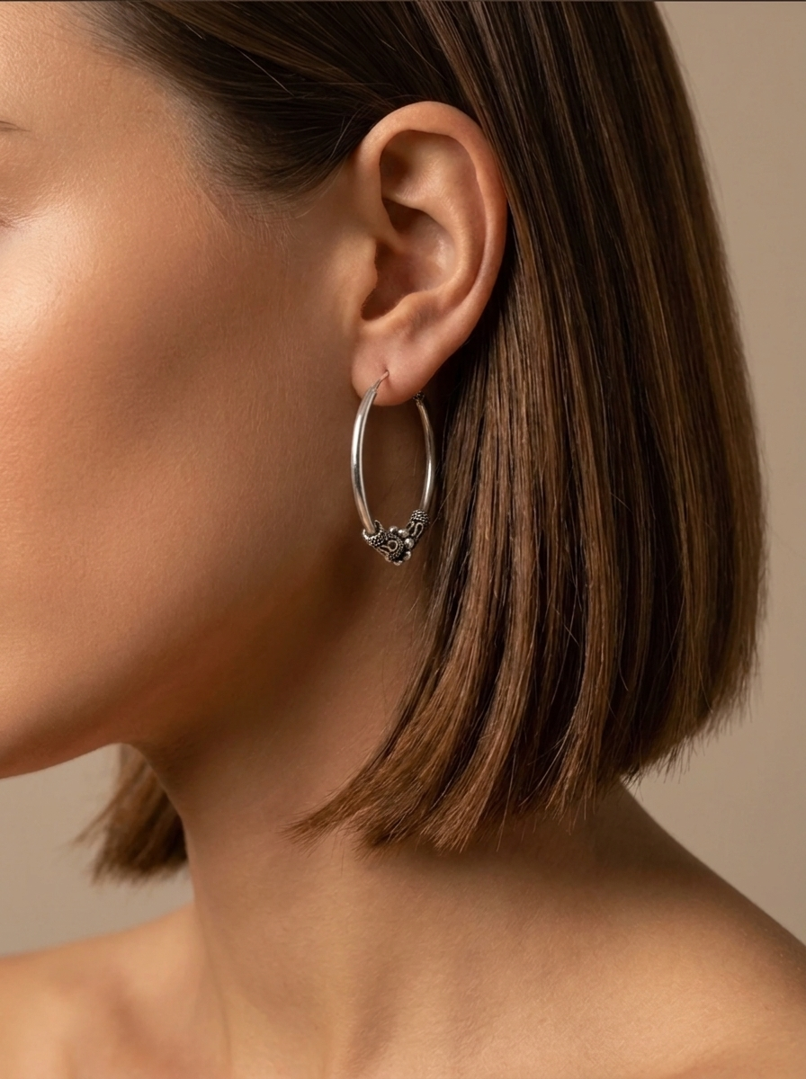 Bali Hoop Earrings - Bead