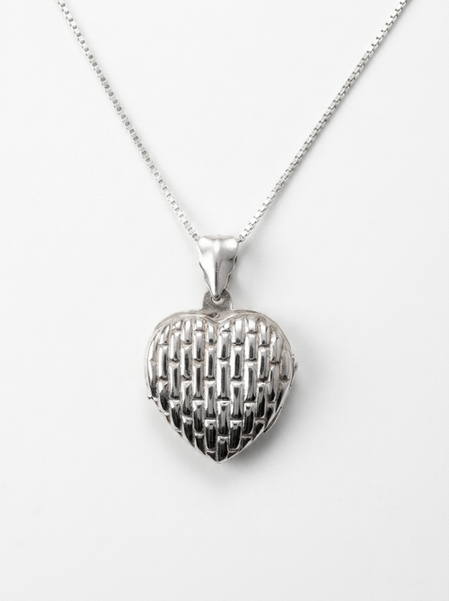 Basket Weave Heart Vault Locket