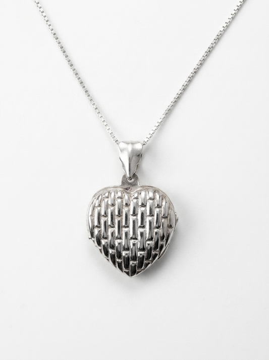 Basket Weave Heart Vault Locket