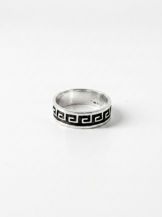 Greek Key Oxidized Band Ring