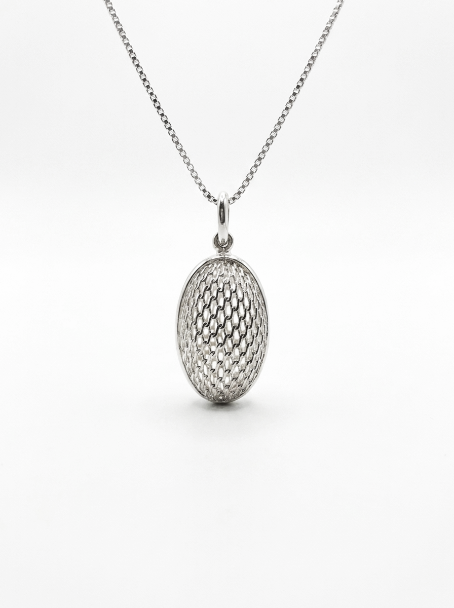 Basket-Weave Oval Vault Pendant