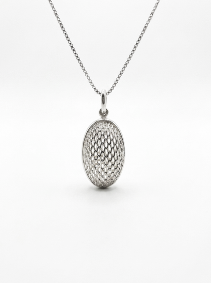 Basket-Weave Oval Vault Pendant