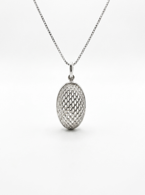 Basket-Weave Oval Vault Pendant